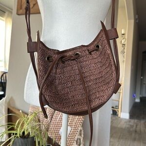 Free People Woven Brown Crossbody Bag